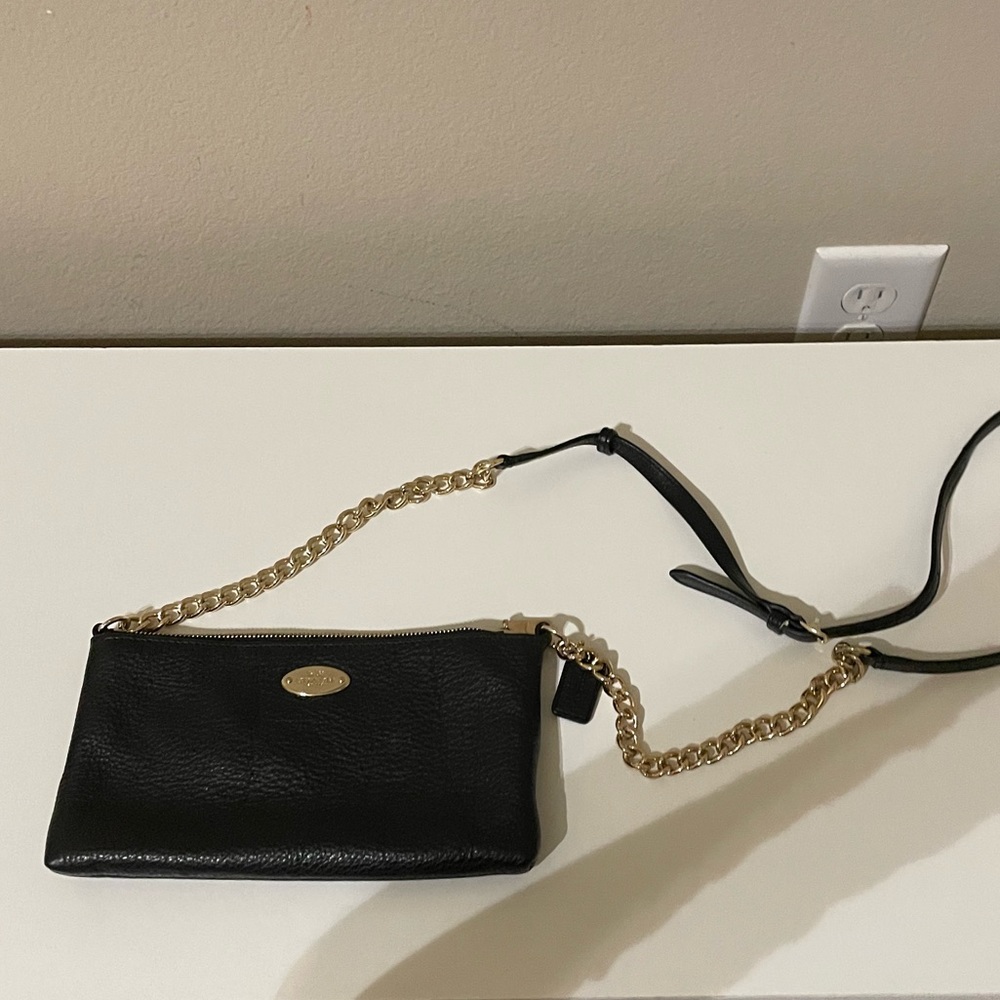 Coach Black Leather Crossbody Wallet